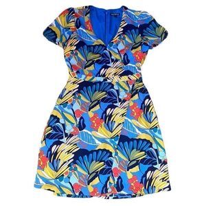J Crew Mercantile Blue Floral Faux Wrap Dress